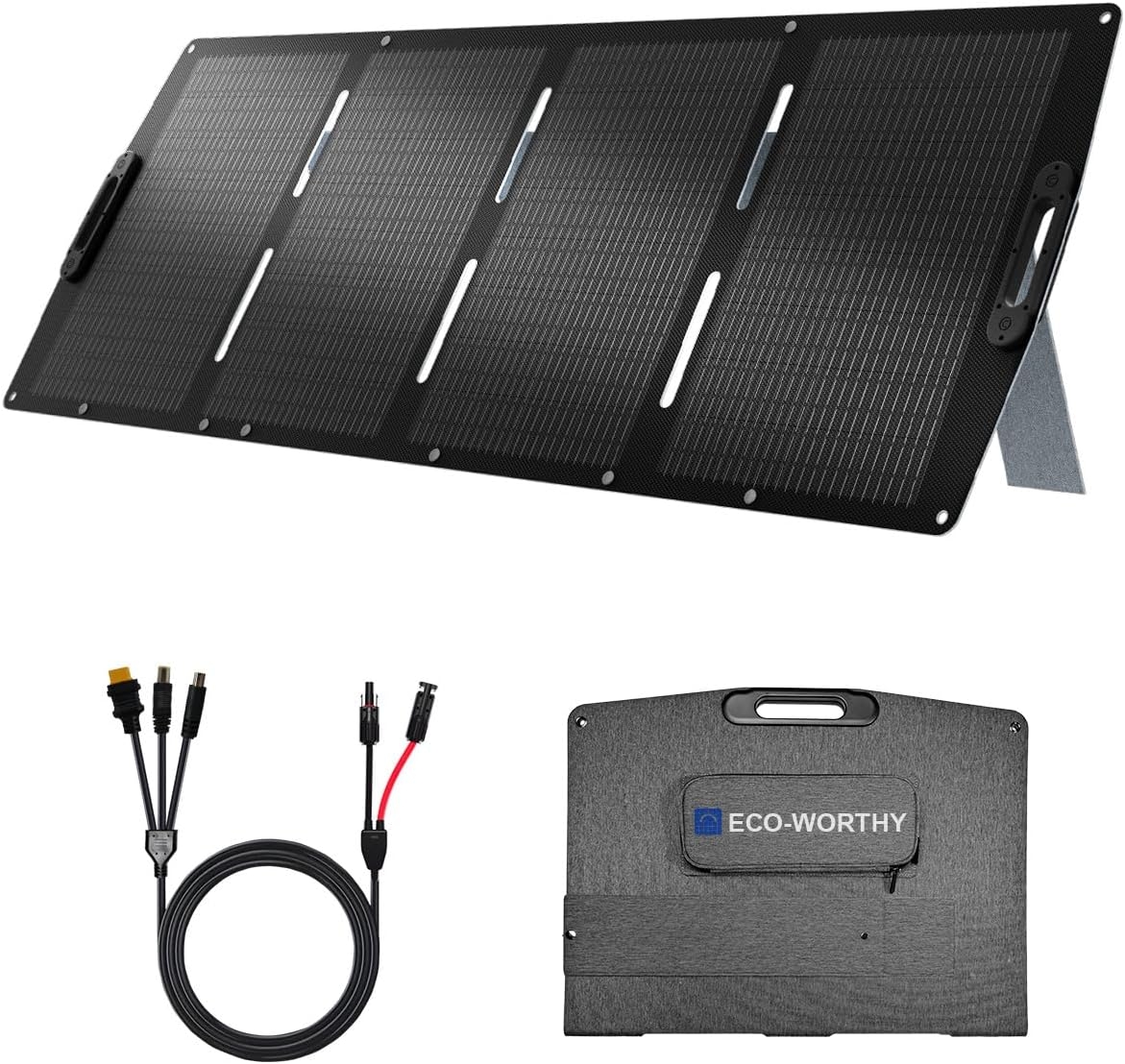 Compact Telescoping Solar Array ECO-WORTHY 200W Portable Solar Panel, Foldable Solar Panel Charger 12BB ...